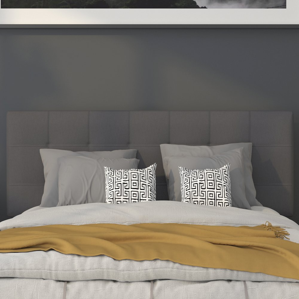 Tufted Upholstered Full Size Headboard in Dark Gray Fabric. Picture 7