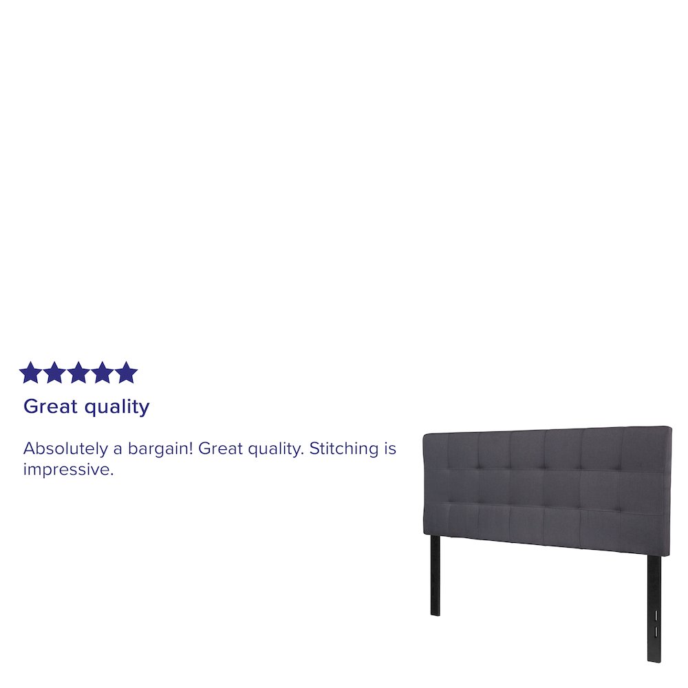 Tufted Upholstered Full Size Headboard in Dark Gray Fabric. Picture 4