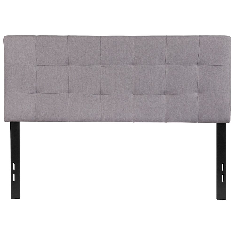 Tufted Upholstered Full Size Headboard in Light Gray Fabric. Picture 9