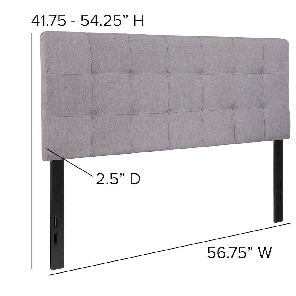Tufted Upholstered Full Size Headboard in Light Gray Fabric. Picture 5