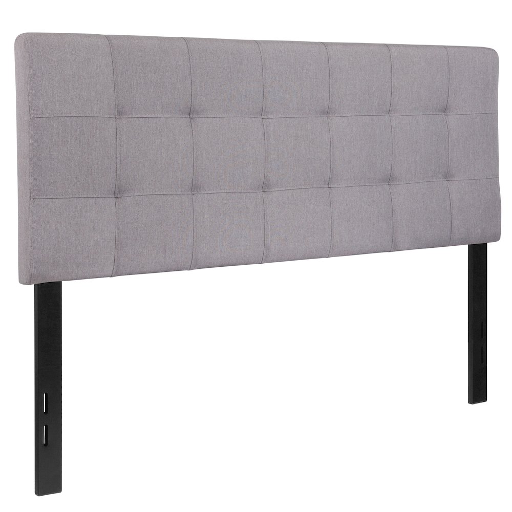 Tufted Upholstered Full Size Headboard in Light Gray Fabric. Picture 1