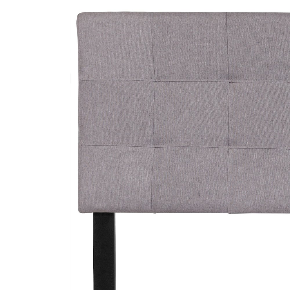 Tufted Upholstered Full Size Headboard in Light Gray Fabric. Picture 8