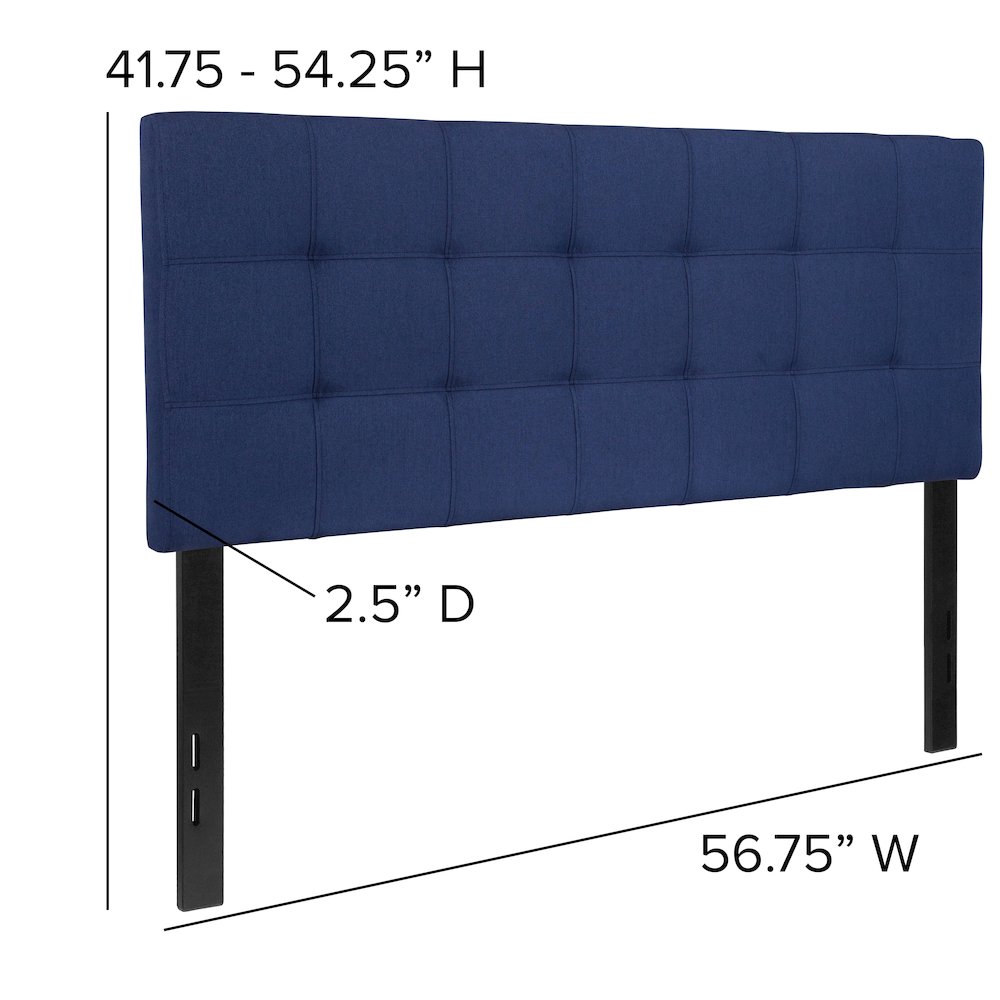 Tufted Upholstered Full Size Headboard in Navy Fabric. Picture 6