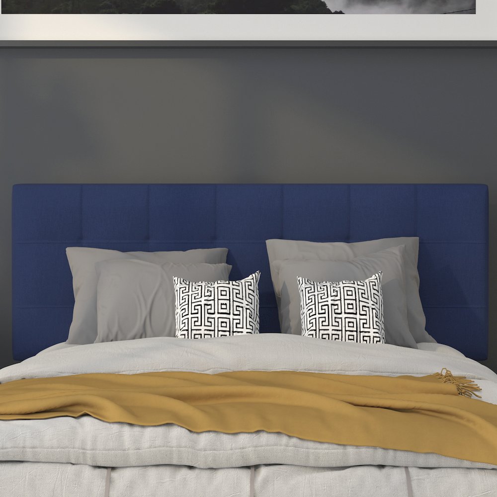 Tufted Upholstered Full Size Headboard in Navy Fabric. Picture 7