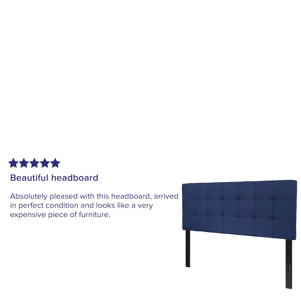 Tufted Upholstered Full Size Headboard in Navy Fabric. Picture 4