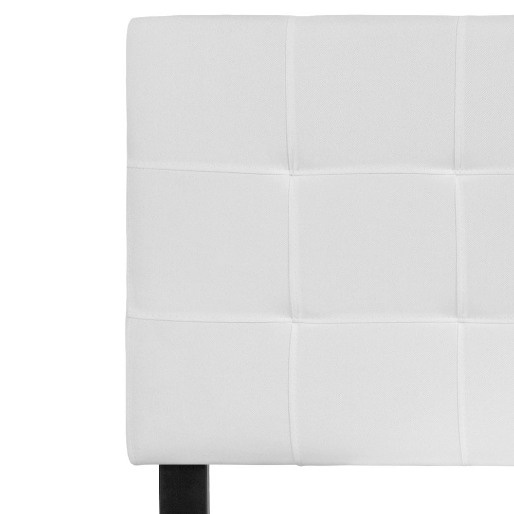 Tufted Upholstered Full Size Headboard in White Fabric. Picture 10