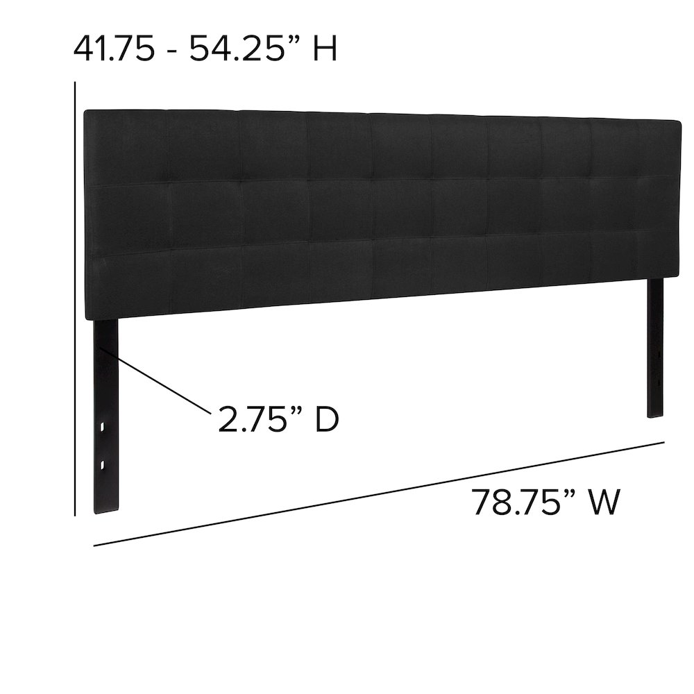 Quilted Tufted Upholstered King Size Headboard in Black Fabric. Picture 2