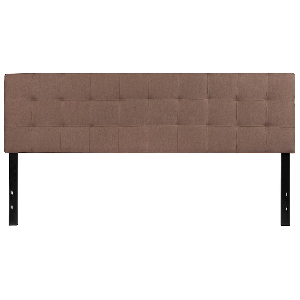 Quilted Tufted Upholstered King Size Headboard in Camel Fabric. Picture 1