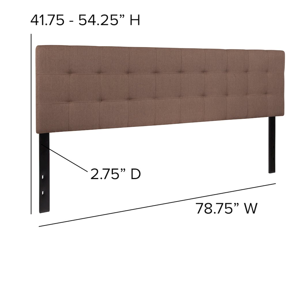 Quilted Tufted Upholstered King Size Headboard in Camel Fabric. Picture 2
