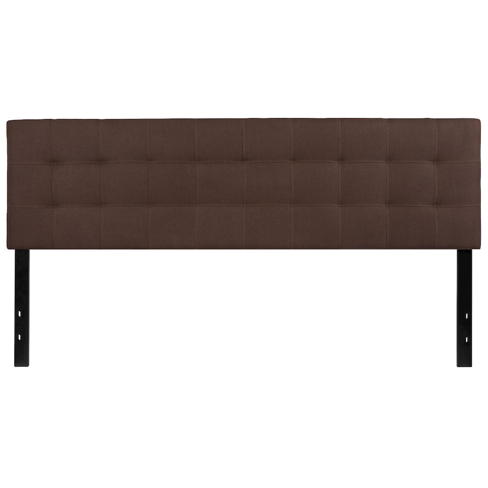Tufted Upholstered King Size Headboard in Dark Brown Fabric. Picture 1