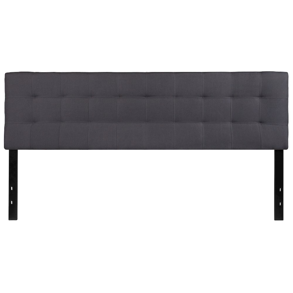 Tufted Upholstered King Size Headboard in Dark Gray Fabric. Picture 1
