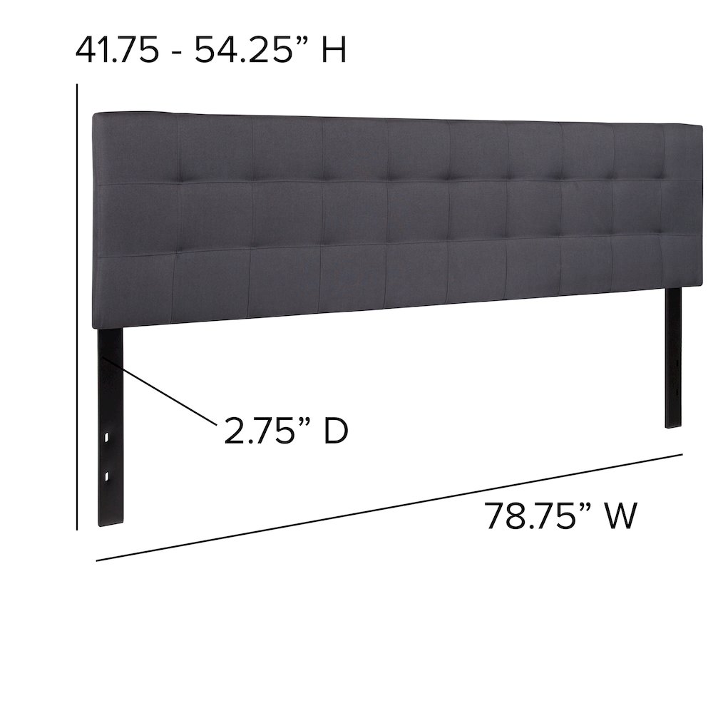 Tufted Upholstered King Size Headboard in Dark Gray Fabric. Picture 5