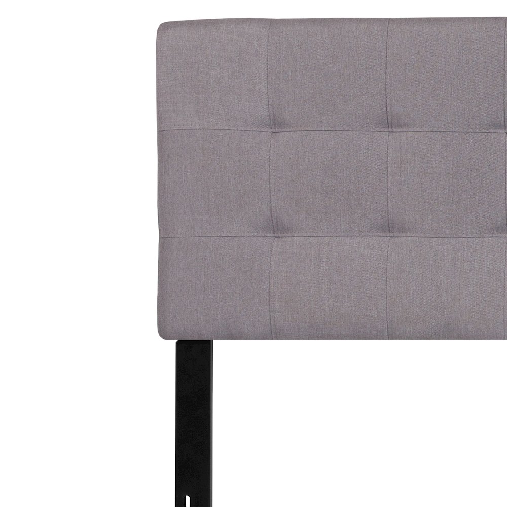 Tufted Upholstered King Size Headboard in Light Gray Fabric. Picture 8