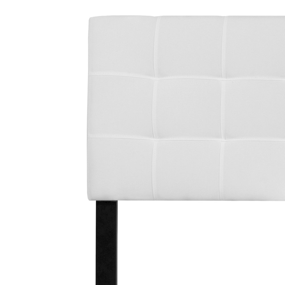 Tufted Upholstered King Size Headboard in White Fabric. Picture 8