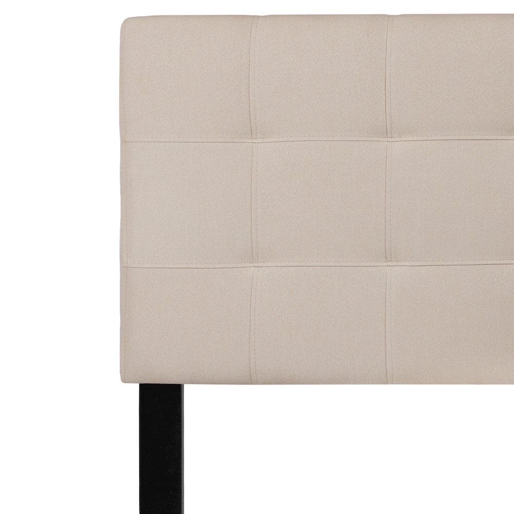 Tufted Upholstered Queen Size Headboard in Beige Fabric. Picture 8