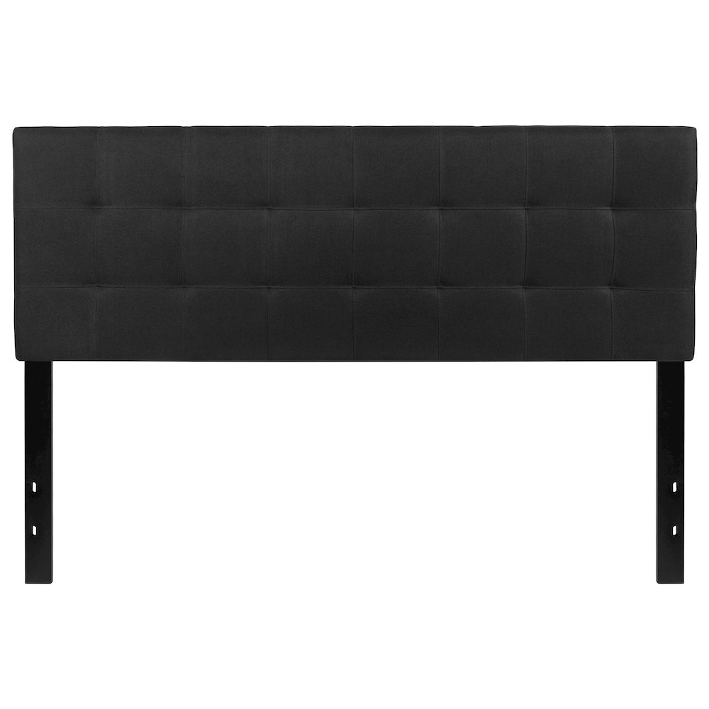 Tufted Upholstered Queen Size Headboard in Black Fabric. Picture 9