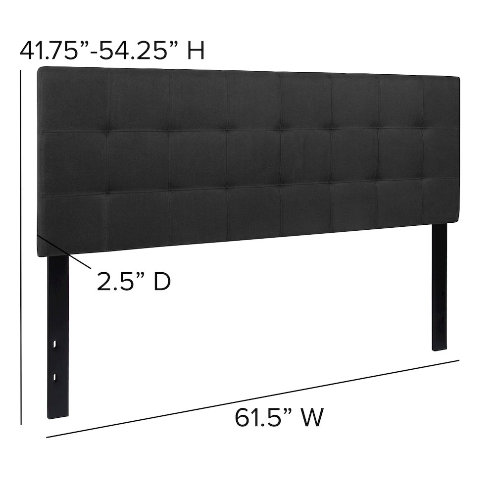 Tufted Upholstered Queen Size Headboard in Black Fabric. Picture 5