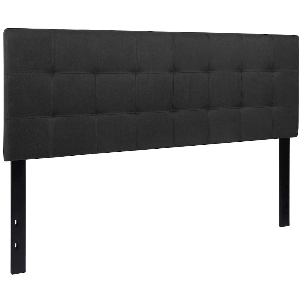 Tufted Upholstered Queen Size Headboard in Black Fabric. Picture 1