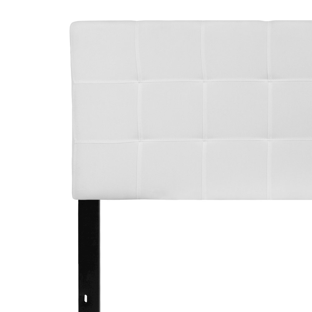 Tufted Upholstered Queen Size Headboard in White Fabric. Picture 10