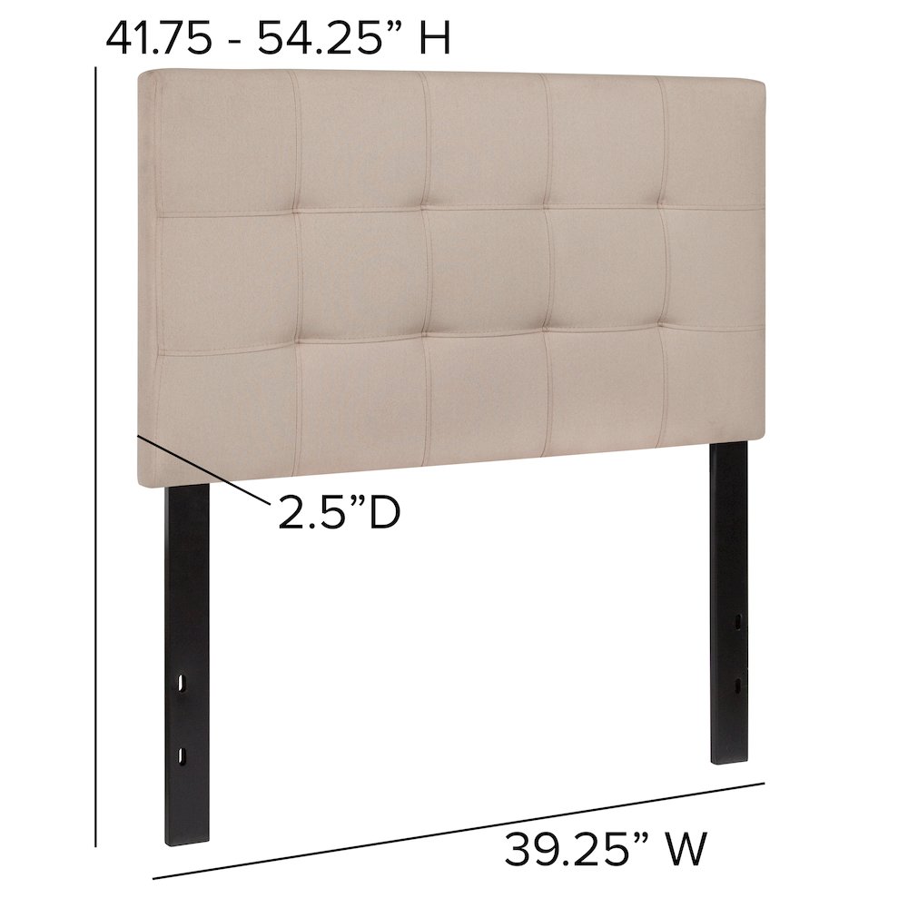 Tufted Upholstered Twin Size Headboard in Beige Fabric. Picture 4