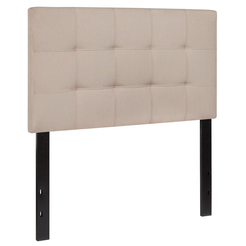 Tufted Upholstered Twin Size Headboard in Beige Fabric. Picture 1