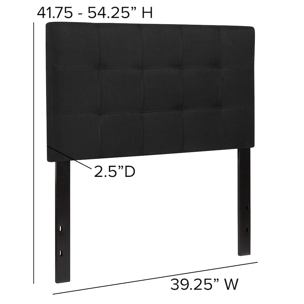 Tufted Upholstered Twin Size Headboard in Black Fabric. Picture 5