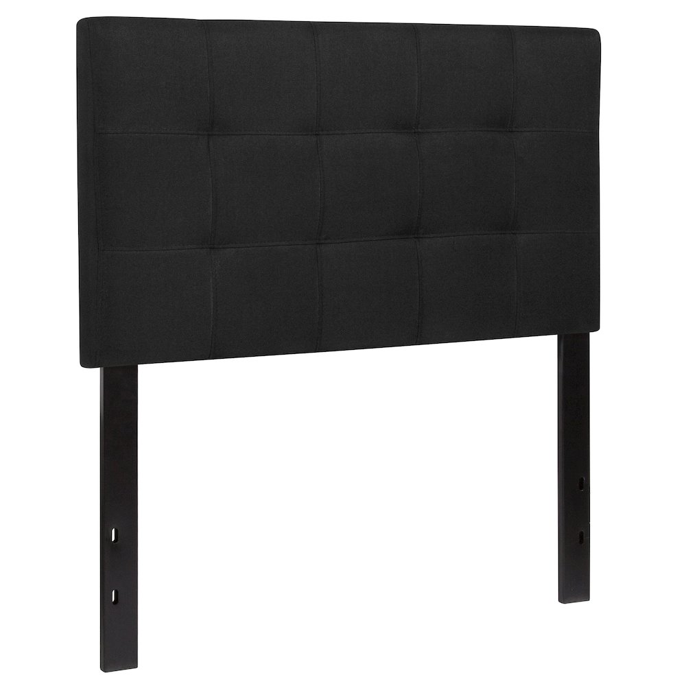 Tufted Upholstered Twin Size Headboard in Black Fabric. Picture 1