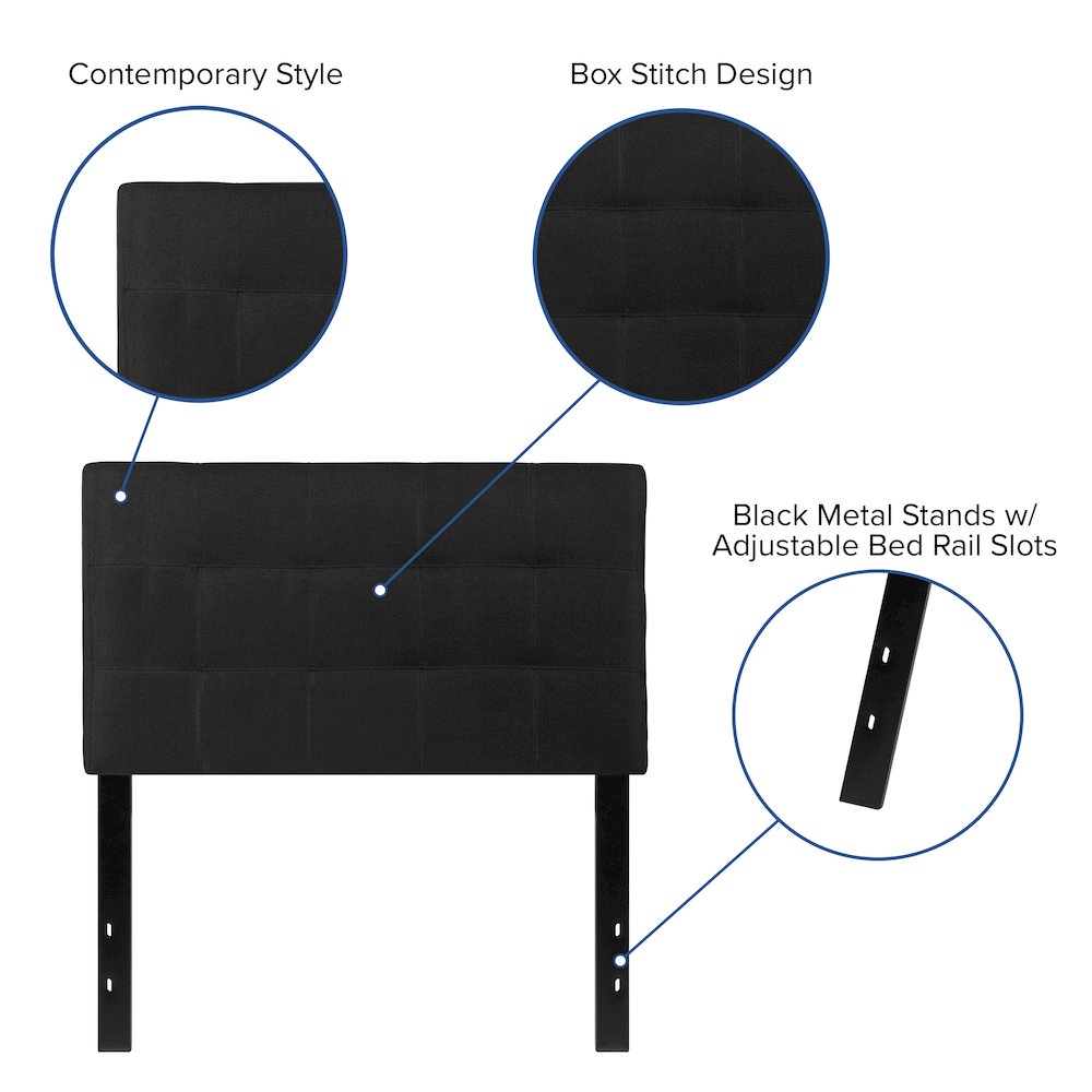 Tufted Upholstered Twin Size Headboard in Black Fabric. Picture 4