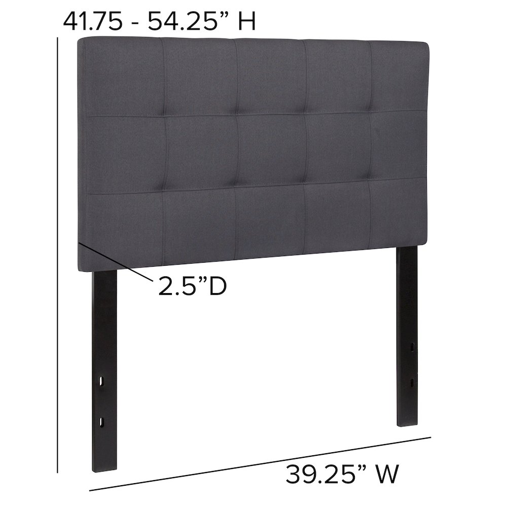 Tufted Upholstered Twin Size Headboard in Dark Gray Fabric. Picture 5