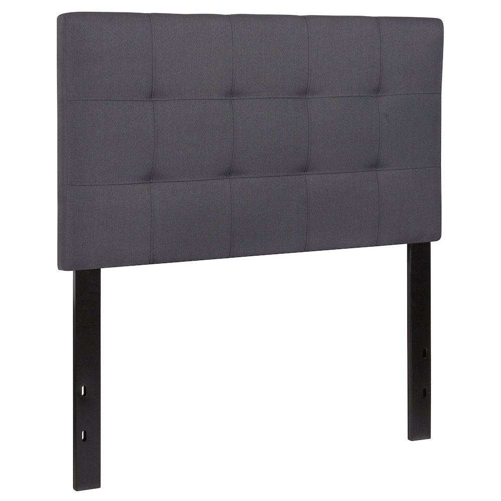 Tufted Upholstered Twin Size Headboard in Dark Gray Fabric. Picture 1