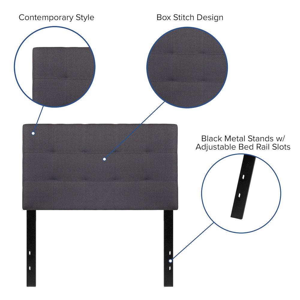 Tufted Upholstered Twin Size Headboard in Dark Gray Fabric. Picture 4