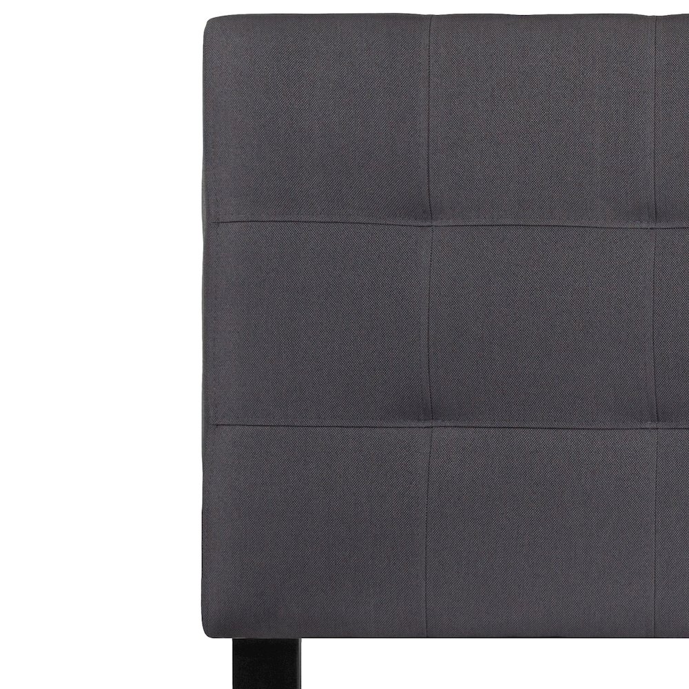 Tufted Upholstered Twin Size Headboard in Dark Gray Fabric. Picture 8
