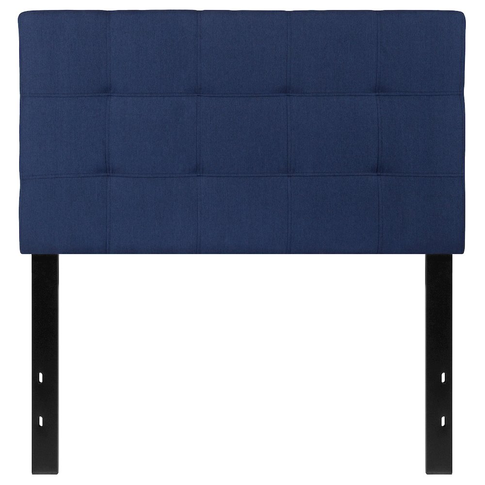 Quilted Tufted Upholstered Twin Size Headboard in Navy Fabric. Picture 1