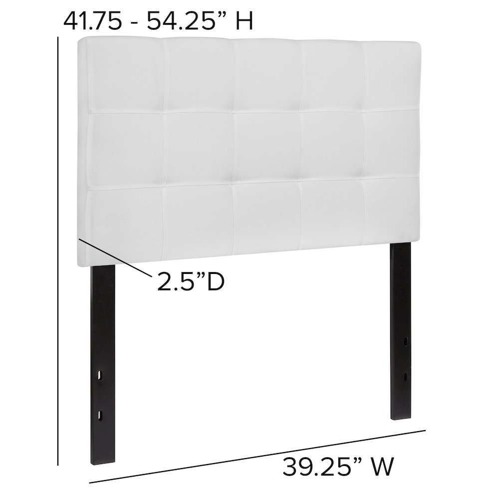 Quilted Tufted Upholstered Twin Size Headboard in White Fabric. Picture 2