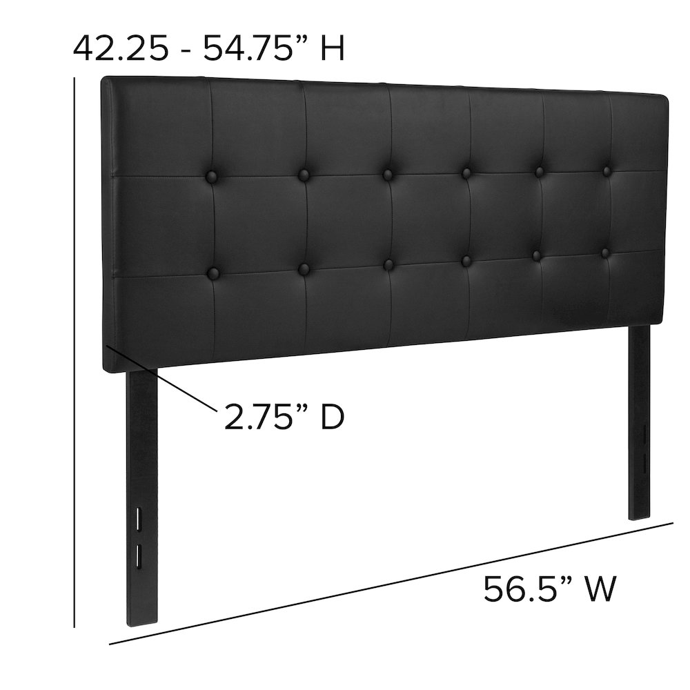 Tufted Upholstered Full Size Headboard in Black Vinyl. Picture 6