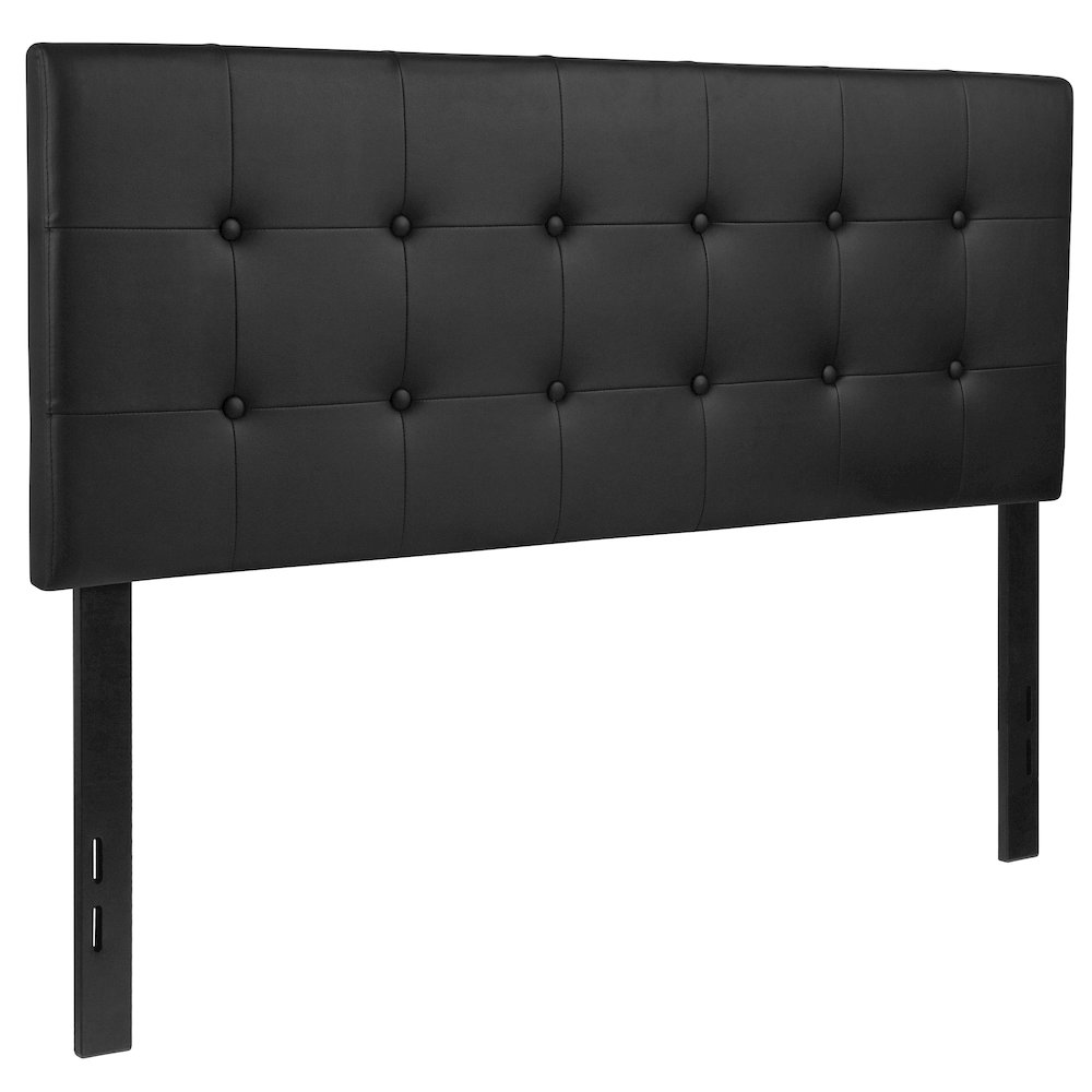 Tufted Upholstered Full Size Headboard in Black Vinyl. Picture 1