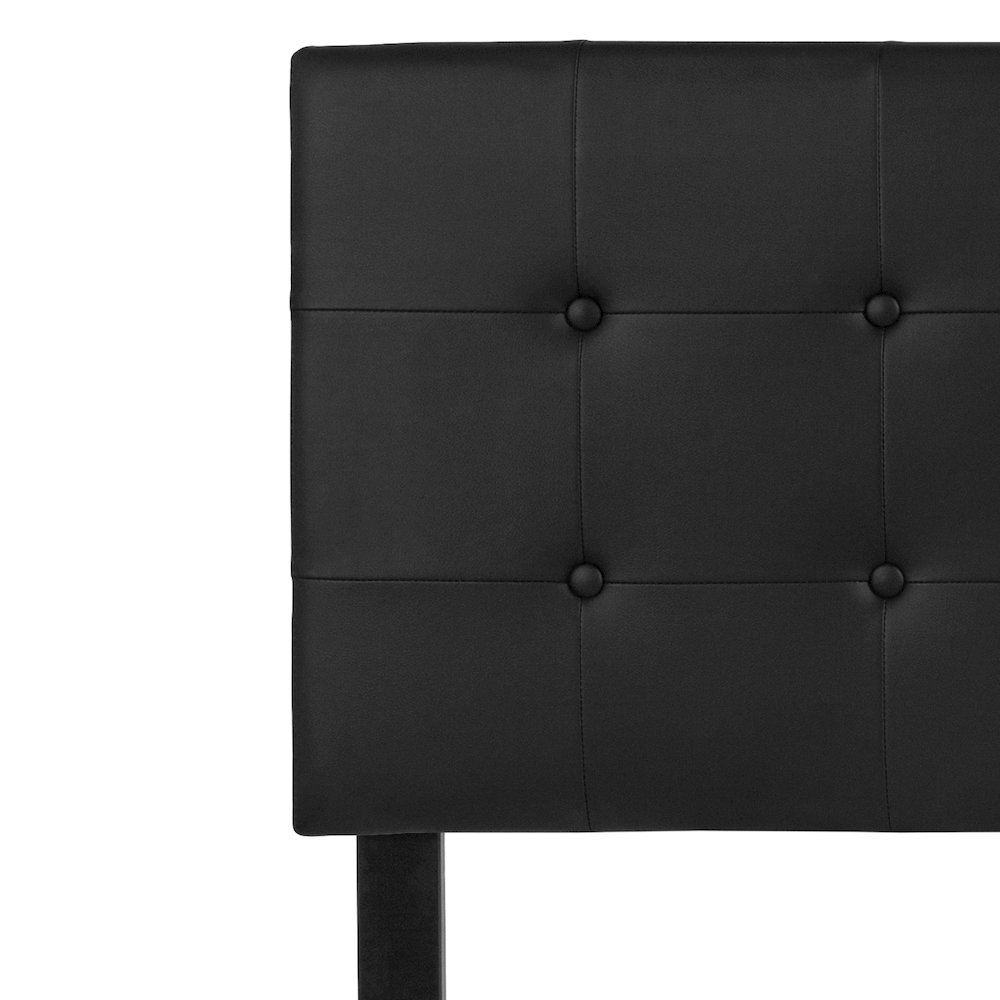 Tufted Upholstered Full Size Headboard in Black Vinyl. Picture 9