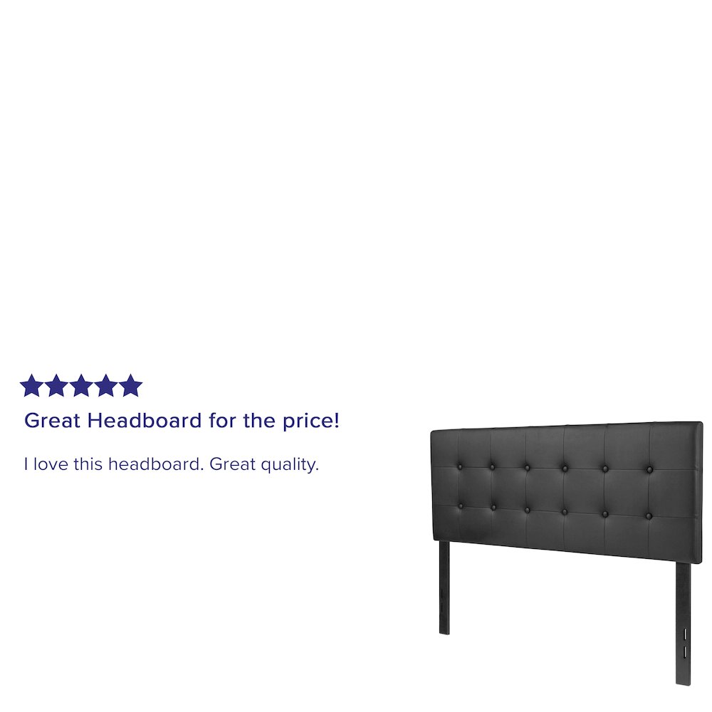 Tufted Upholstered Full Size Headboard in Black Vinyl. Picture 4