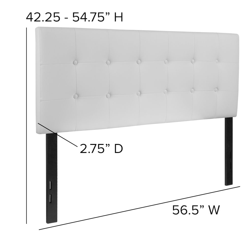 Tufted Upholstered Full Size Headboard in White Vinyl. Picture 5