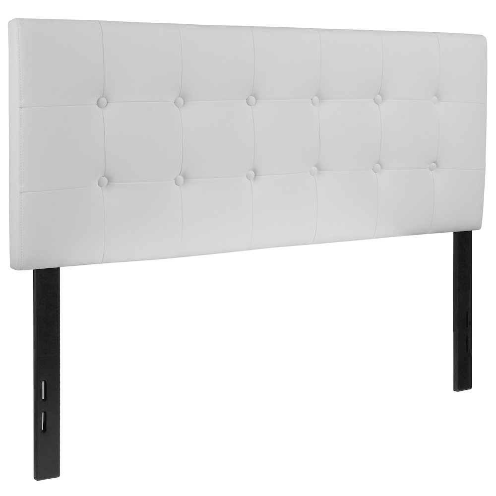 Tufted Upholstered Full Size Headboard in White Vinyl. Picture 1