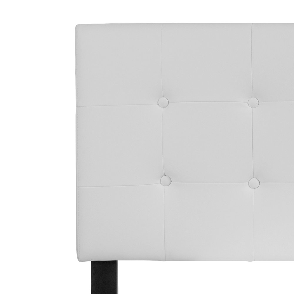 Tufted Upholstered Full Size Headboard in White Vinyl. Picture 8