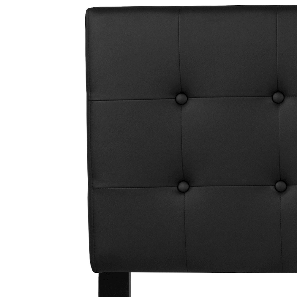 Tufted Upholstered Queen Size Headboard in Black Vinyl. Picture 10