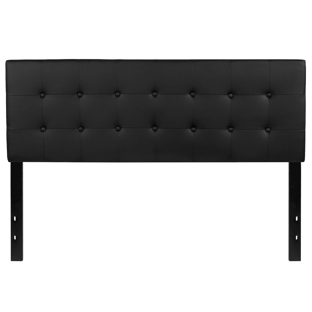 Tufted Upholstered Queen Size Headboard in Black Vinyl. Picture 11