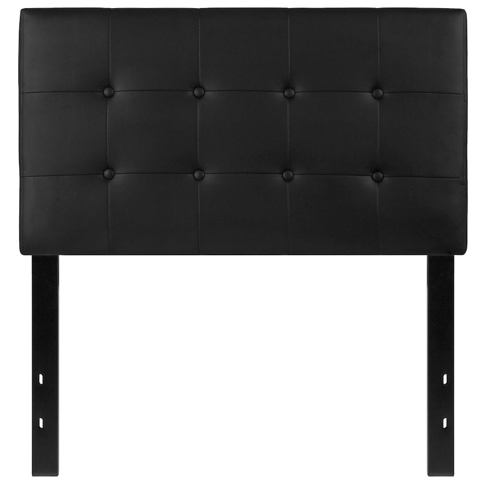 Tufted Upholstered Twin Size Headboard in Black Vinyl. Picture 10