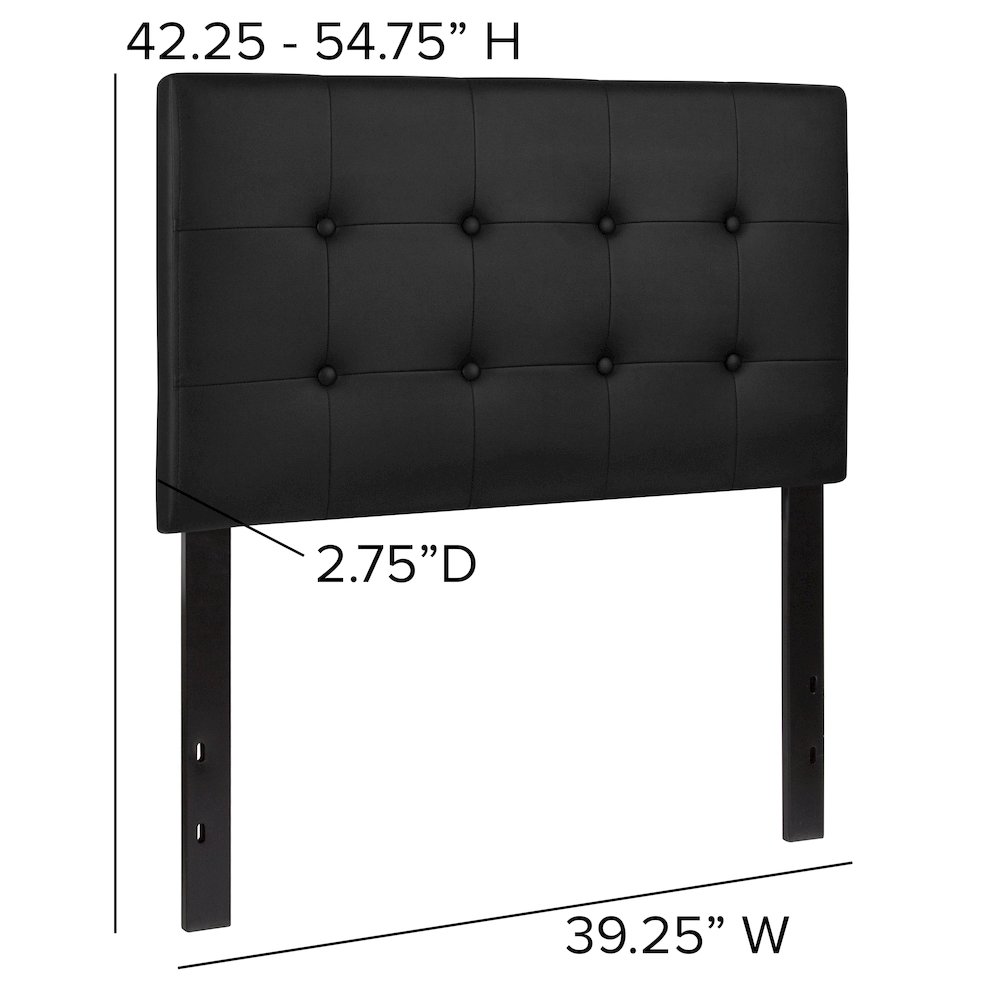 Tufted Upholstered Twin Size Headboard in Black Vinyl. Picture 6
