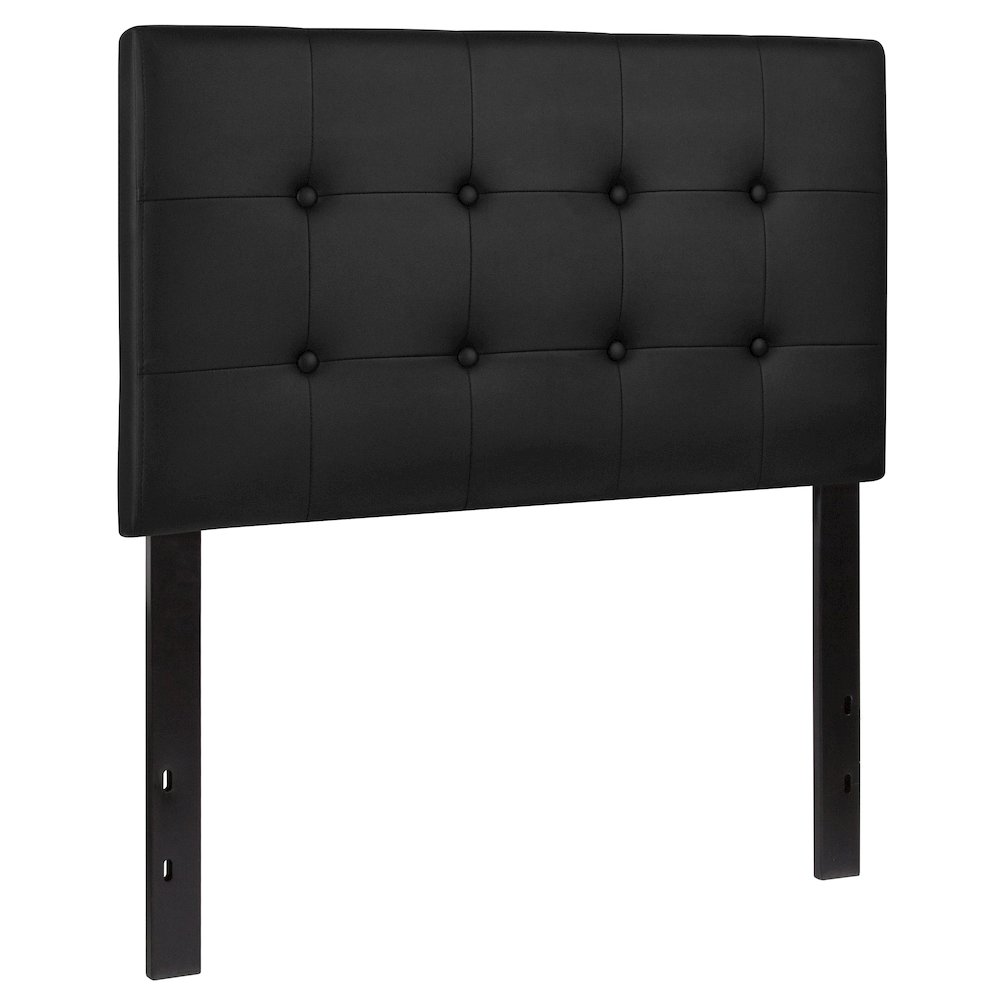 Tufted Upholstered Twin Size Headboard in Black Vinyl. Picture 1