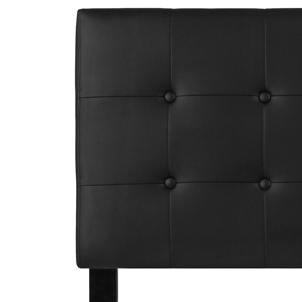 Tufted Upholstered Twin Size Headboard in Black Vinyl. Picture 9