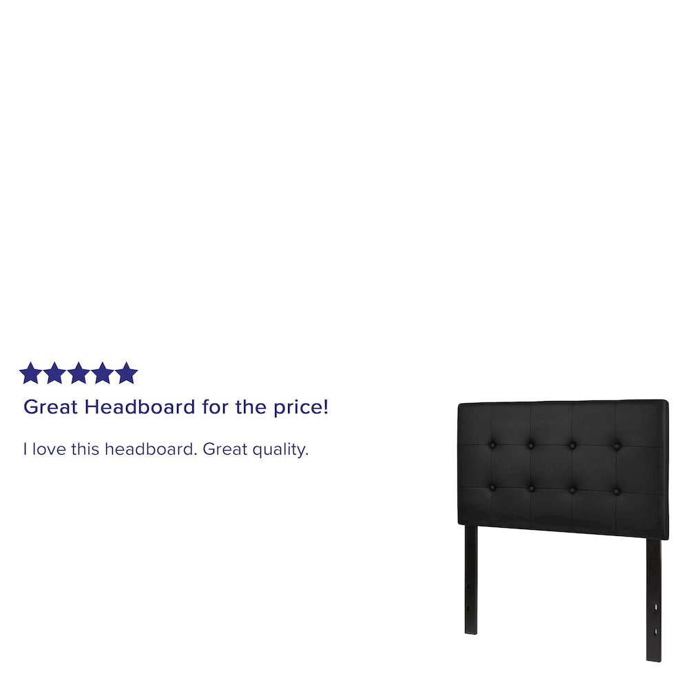 Tufted Upholstered Twin Size Headboard in Black Vinyl. Picture 4