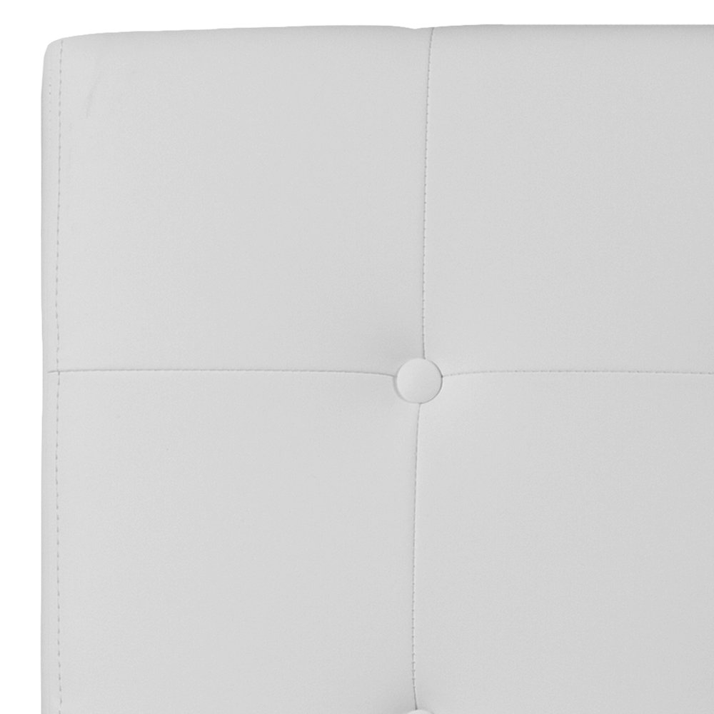 Button Tufted Upholstered Twin Size Headboard in White Vinyl. Picture 5