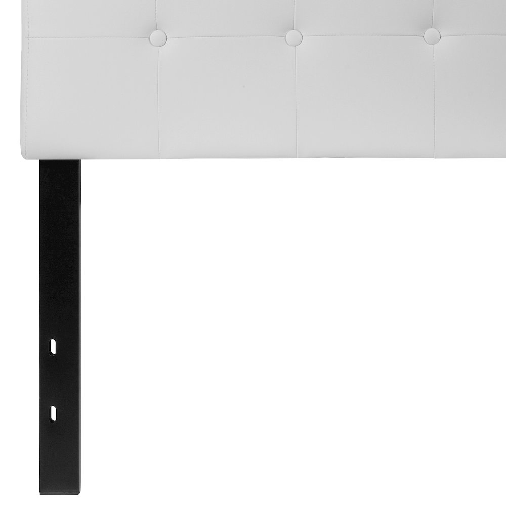 Button Tufted Upholstered Twin Size Headboard in White Vinyl. Picture 6